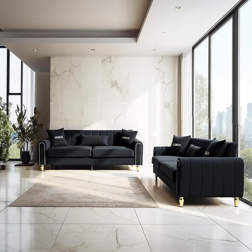 Vista 3 de Sofá de terciopelo de 87.5 pulgadas, sofá de 3 plazas, cómodo y moderno, con 3 almohadas suaves, sofá tapizado para sala de estar, dormitorio