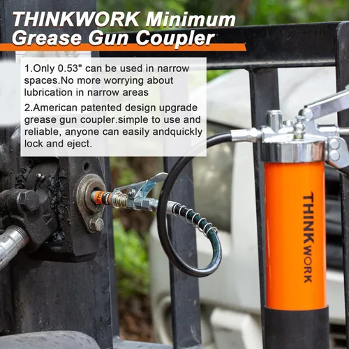 Vista 8 de THINKWORK Acoplador de Pistola de Grasa, Puntas de Pistola de Grasa de 0.53", Acopladores de Pistola de Grasa de Bloqueo Fuerte, 12000 PSI Acoplador