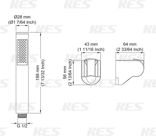 Vista 4 de KES - Cabezal de ducha de mano para baño con manguera extra larga y soporte Cepillado inoxidable