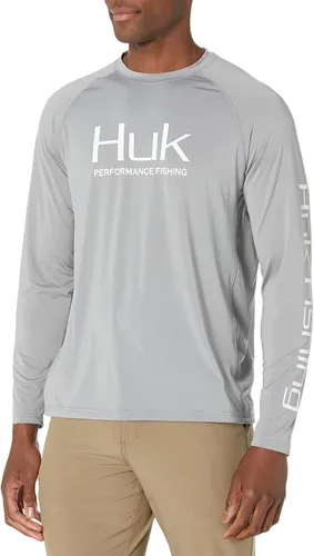 Vista 45 de Huk Pursuit Vented LS para hombre Refracción Fish Fade - San Sal/Wahoo