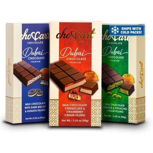 Vista 12 de Barra de chocolate ChoCart Dubai con algodón de azúcar y pistacho 95g de chocolate con leche belga prémium Delicia viral del Medio Oriente