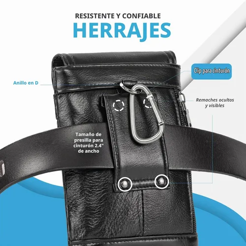 Vista 5 de Funda de cuero genuino para teléfono celular para cinturón, funda para cinturón para iPhone 17 Pro 16e 15 Pro 14 Pro 13 Pro 12 Pro Samsung Galaxy