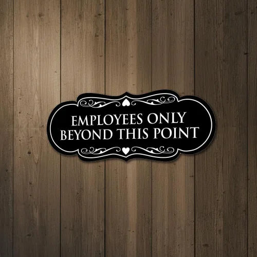 Vista 6 de Signs ByLITA Designer Employees Only Beyond This Point - Letrero (negro), tamaño mediano