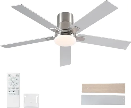 Vista 30 de Ventiladores de techo de 42 pulgadas con luces y control remoto, ventilador de techo negro con 5 aspas, motor DC reversible de 6 velocidades, LED