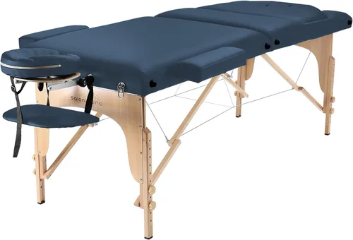 Vista 2 de Saloniture Mesa de masaje portátil profesional con respaldo - azul