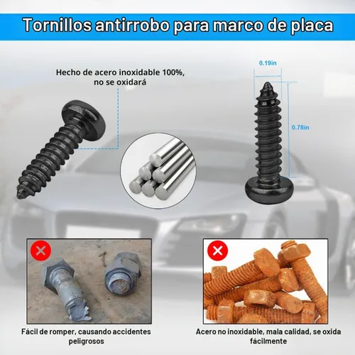 Vista 3 de YALOK Tornillos antirrobo para matrícula, kit de montaje M6, juego negro de At-negro