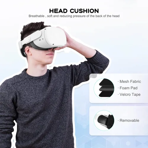 Vista 7 de Esimen - Correa de repuesto para Oculus Quest 2, correa Q2 de repuesto almohadillada para mayor confort, diseño de peso equilibrado, reduce