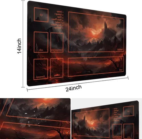 Vista 2 de Tapete MTG Tamaño 24x14in con Bolsas de Almacenamiento Gratuitas y Respaldo Antideslizante, Ideal para Entusiastas de Juegos de Cartas TCG Playmat