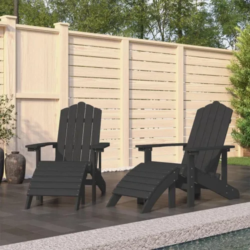 Vista 16 de Sillas Adirondack para patio con reposapiés y mesa HDPE antracita silla de patio al aire libre sillas de comedor al aire libre Sillas para Comedor