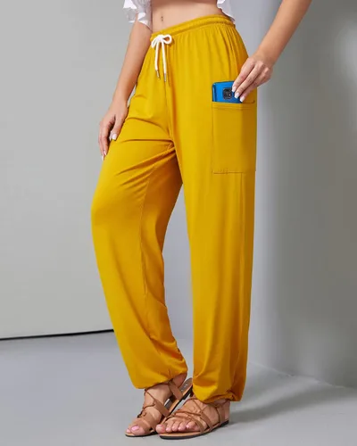 Vista 7 de QIANXIZHAN Pantalones de harén para mujer, pantalones hippie palazzo, pantalones bohemios, ropa de yoga con bolsillos