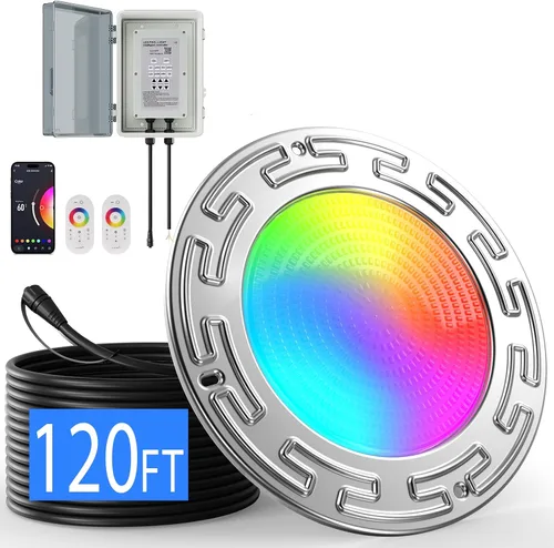 Vista 8 de Luces de piscina LED WiFi Spa de 60 pies y 6 pulgadas para piscina enterrada con triple control (control remoto/aplicación/controlador), luz