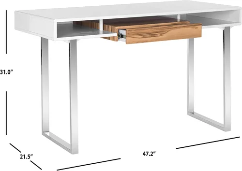 Vista 3 de Safavieh Home Collection Metropolitan - Escritorio para computadora blanco y cromado