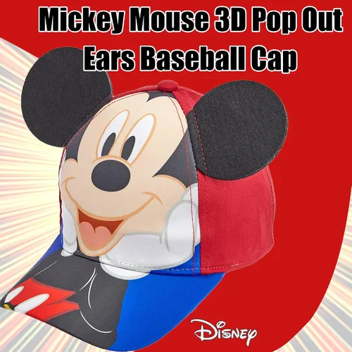 Vista 2 de Disney Gorra de béisbol de algodón Mickey Mouse para niños de 12 a 24 meses y 2 a 4 años color rojo y azul