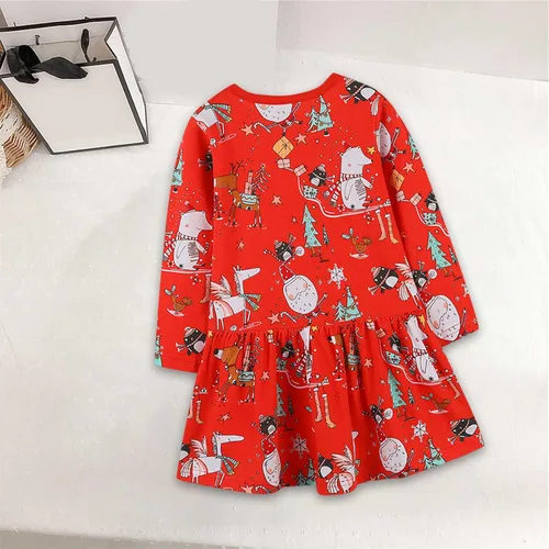 Vista 6 de YIISU Vestidos de bebé para niñas, vestido de Navidad para niña, vestido de manga larga, dobladillo oscilante, vestido de vacaciones, ropa, regalos