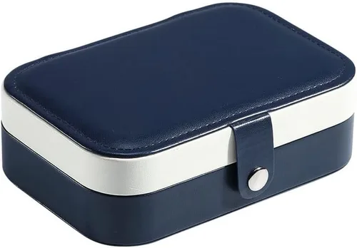 Vista 8 de Organizador de joyas de piel sintética de doble capa para mujeres y niñas, caja organizadora de joyas para collares, anillos y aretes