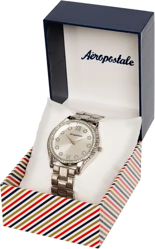 Vista 4 de AEROPOSTALE Aéropostale Women's Quartz Rose Gold or Silver Metal Watch - Flower Accent Sunray Dial - Casual Fashion Watch