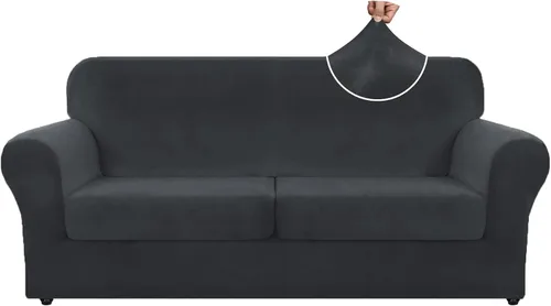 Vista 70 de ZNSAYOTX Fundas elásticas para silla de terciopelo de lujo con brazo, 2 piezas, para sala de estar, funda gruesa y suave, antideslizante, protector