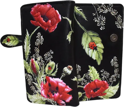 Vista 24 de Shag Wear Bumblebee Garden Large Wallet 7" Blue Bumblebee Garden Blue