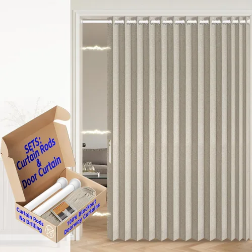 Vista 11 de AJAZZ Cortina de puerta magnética 100% opaca de acordeón para armario, cortina invisible para puerta interior de dormitorio, sala de estar, pasillo