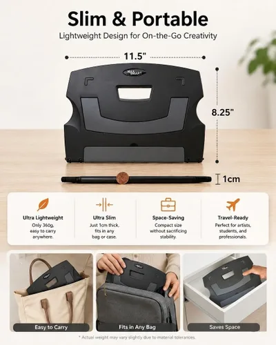 Vista 5 de MAX SMART Soporte de dibujo para tableta, soporte de almohadilla de dibujo digital, plegable, ajustable para monitores de dibujo gráfico de 9 a 16