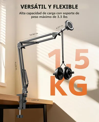 Vista 3 de VRIG - Cargador inalámbrico magnético para escritorio de cama, soporte de mesa articulado flexible, soporte superior compatible con iPhone