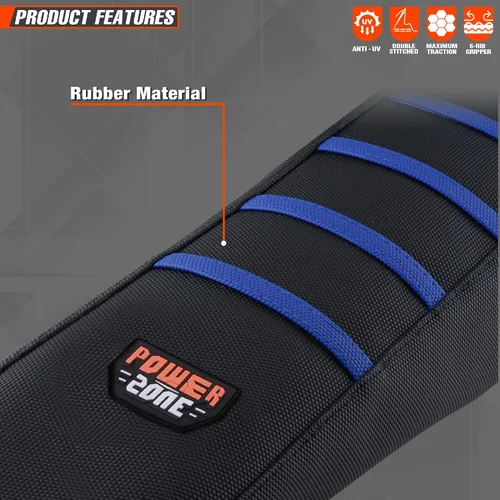 Vista 9 de Universal Funda de Asiento para Moto de Cross - Fundas de Asiento de Goma Suave Acanalada para Motocross Enduro Azul