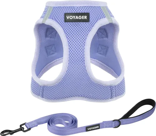 Vista 19 de Arnés de malla Voyager Step-in Air para todo clima y correa reflectante para perro de 5 pies, combo con mango de neopreno, para cachorros de razas