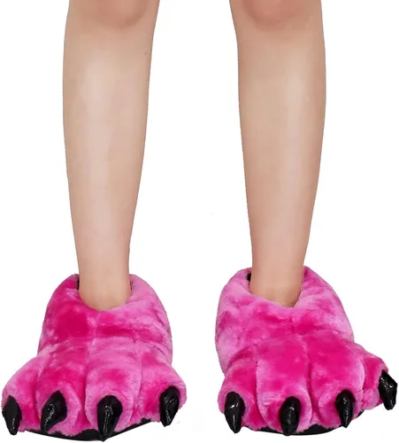 Vista 8 de Ibeauti 2 pares de pantuflas de pata de animal mullido para mujer