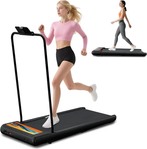 Vista 8 de RIVANO Caminadora con asas, 2.5 HP Caminadora con barra de asa, cintas de correr eléctricas plegables plegables para el hogar pequeño, caminadora