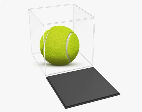 Vista 5 de Vitrina de acrílico transparente con base negra mate, vitrina premontada a prueba de polvo, caja transparente de una sola pieza para coleccionables