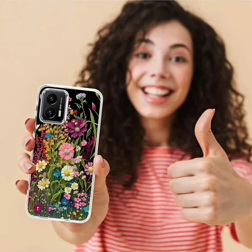 Vista 6 de Funda transparente para Motorola Moto G Stylus 5G 2023 con patrón de flores silvestres para mujeres y hombres, doble capa híbrida de poliuretano