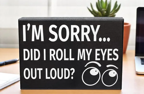 Vista 6 de Divertido letrero en rollo de ojos – I'm Sorry Did I Roll My Eyes Out Loud – Regalo para compañeros de trabajo, amigos, adolescentes, humor
