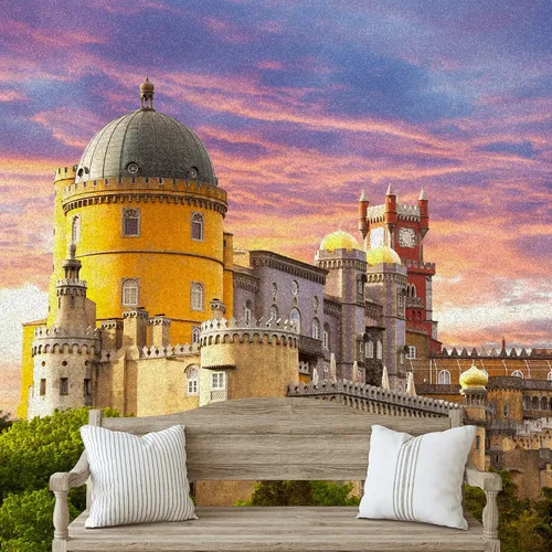 Vista 51 de IDEA4WALL Adhesivo mural removible para pared, diseño de castillo mágico de nieve y ciencia ficción, arte moderno, paisaje decorativo para sala
