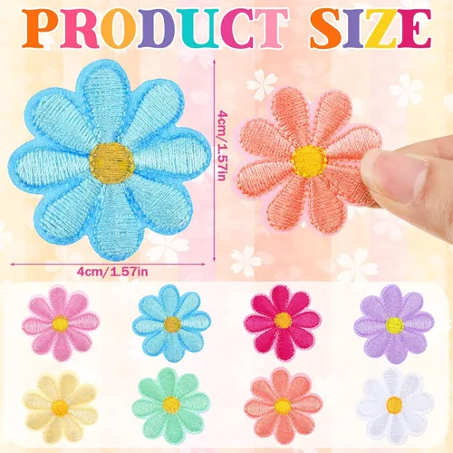 Vista 2 de Tigeen 60 parches de flores para planchar con bonitos parches de flores para coser en apliques bordados, parches de costura para bolsos, chaquetas