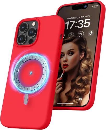 Vista 17 de RIZUS - Funda de silicona magnética para iPhone 13 Pro Max [compatible con MagSafe], funda delgada con forro de microfibra antiarañazos, a prueba