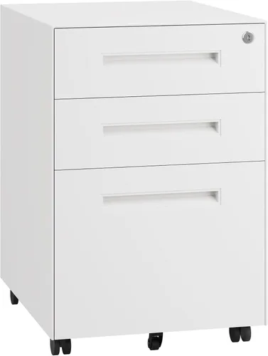 Vista 11 de Dripex Archivador negro de 3 cajones, gabinete de almacenamiento móvil debajo del escritorio con bloqueo en ruedas, totalmente montado