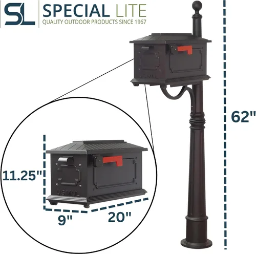 Vista 8 de Kingston SCK-1017_SPK-600-BLK - Buzón negro con poste de aluminio