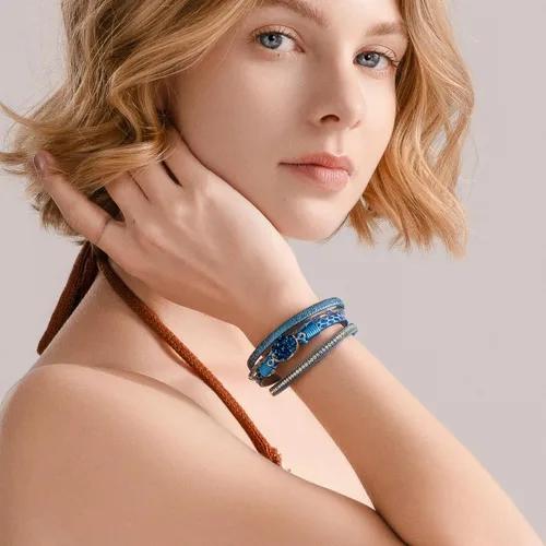 Vista 104 de FANCY SHINY - Pulsera de cuero estilo bohemio, pulsera de cuentas de cristal con cierre magnético, regalos de joyería para mujer