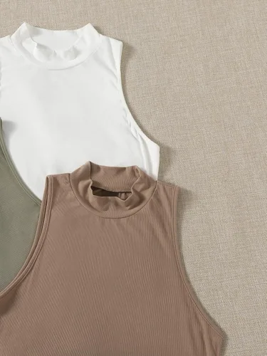 Vista 4 de MakeMeChic Paquete de camisetas sin mangas básicas casuales para mujer