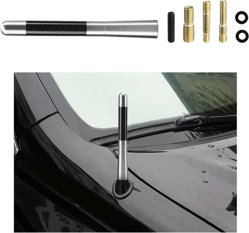 Vista 8 de Dickno Antena corta para automóvil, antena de radio de aluminio de 1.37 pulgadas, repuesto de mástil, antena de recepción de radio AM/FM automática