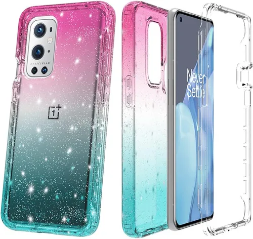 Vista 6 de Funda diseñada para OnePlus 9 PRO con purpurina de cuerpo completo 1+9 Pro, absorción de golpes, antiarañazos, resistente, duradera, protección
