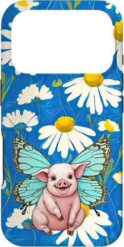 Vista 30 de Adorable Pig Piglet with Butterfly Wings Daisy Flower Sweet Case for iPhone 17
