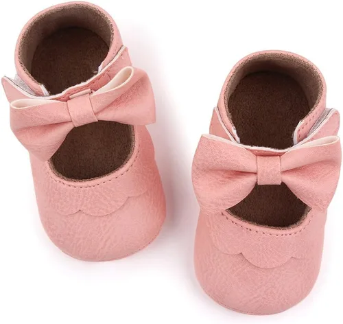 Vista 3 de Zapatos planos Mary Jane para bebés y niñas, suela suave antideslizante, suela suave, princesa, primeros pasos, de piel sintética, zapatos de vestir