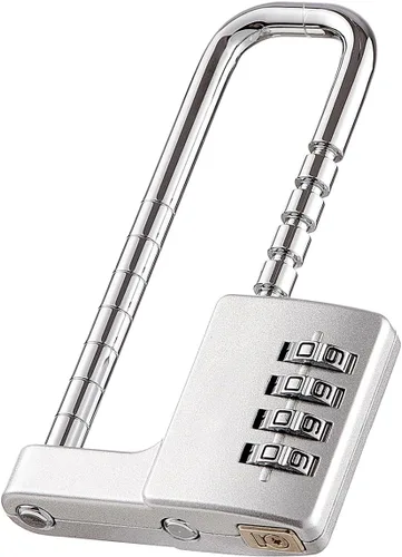 Vista 7 de Cerradura de gabinete de longitud de trabajo de 1.6 a 3.8 pulgadas, candado de combinación de acero inoxidable, código de bloqueo de grillete largo