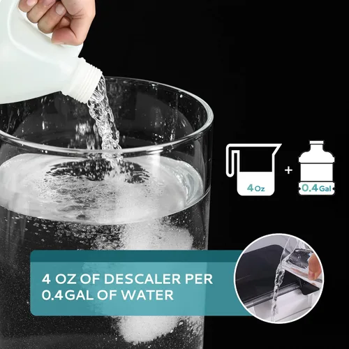 Vista 6 de EUHOMY Max 33 Usos Limpiador de máquina de hielo descalcificador (1 galón/3.75L), limpiador para máquina de hielo de 128 onzas líquidas, solución