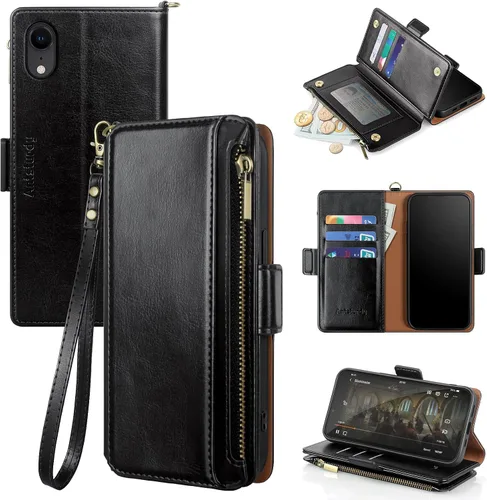 Vista 16 de Antsturdy Funda compatible con iPhone XR tipo cartera para mujer, bloqueo RFID, de piel sintética, funda cruzada para teléfono, con cremallera