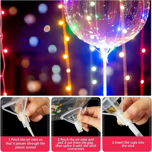 Vista 3 de Charniol 25 palos de globo con copas, soporte transparente de 16 pulgadas de largo, para globos transparentes para fiesta de cumpleaños, boda
