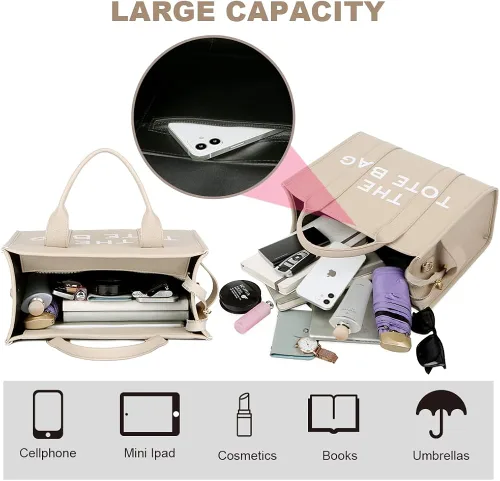 Vista 3 de JBB Women Tote Bags PU Leather Cute Crossbody Travel School Office Beach Shoulder Handbags Hobo Satchel with Zipper