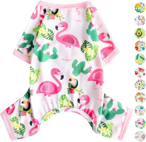 Vista 15 de Pijamas para perros de primavera y verano, ropa para perros pequeños y niñas – Niños – Perros de tamaño mediano, ropa suave y elástica para Verde