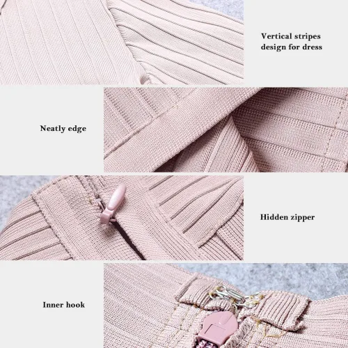 Vista 5 de Vestido de manga larga HLBandage con correa cruzada acanalada